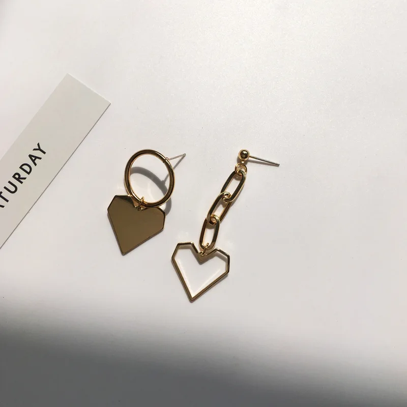 

Simple Asymmetric Heart Shape Metal Texture Beautiful Street Shot Trendy Female Stud Earrings Accessories Fashion Jewelry