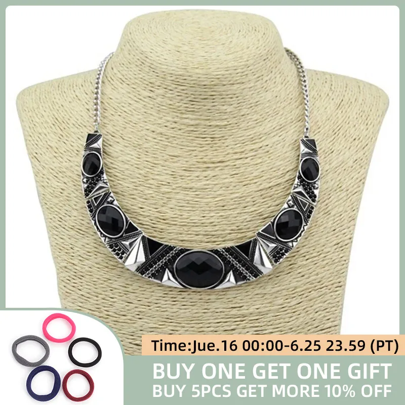 Женское Ожерелье из черной смолы массивное ожерелье сплава в богемном стиле