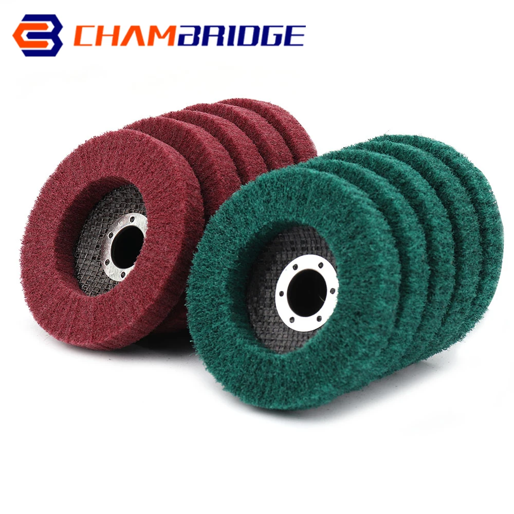 

4"/4.5" 100/115mm Nylon Fiber Flap Polishing Wheel Non-woven Grinding Disc Abrasive Brush For Angle Grinder For Metal Buffing