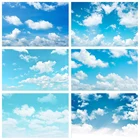 Небесно-голубого и белого цветов фоны для фотосъемки с изображением природных пейзажей Baby Shower День рождения фон фотозонт фотосессия Фотостудия