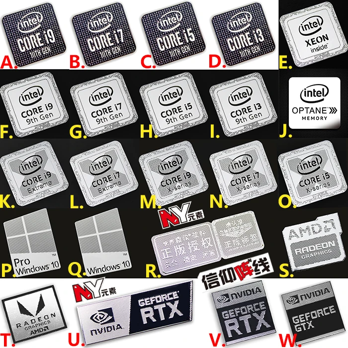 

10th generation ten Core i9 i7 i5 i3 cpu metal sticker laptop label desktop sticker