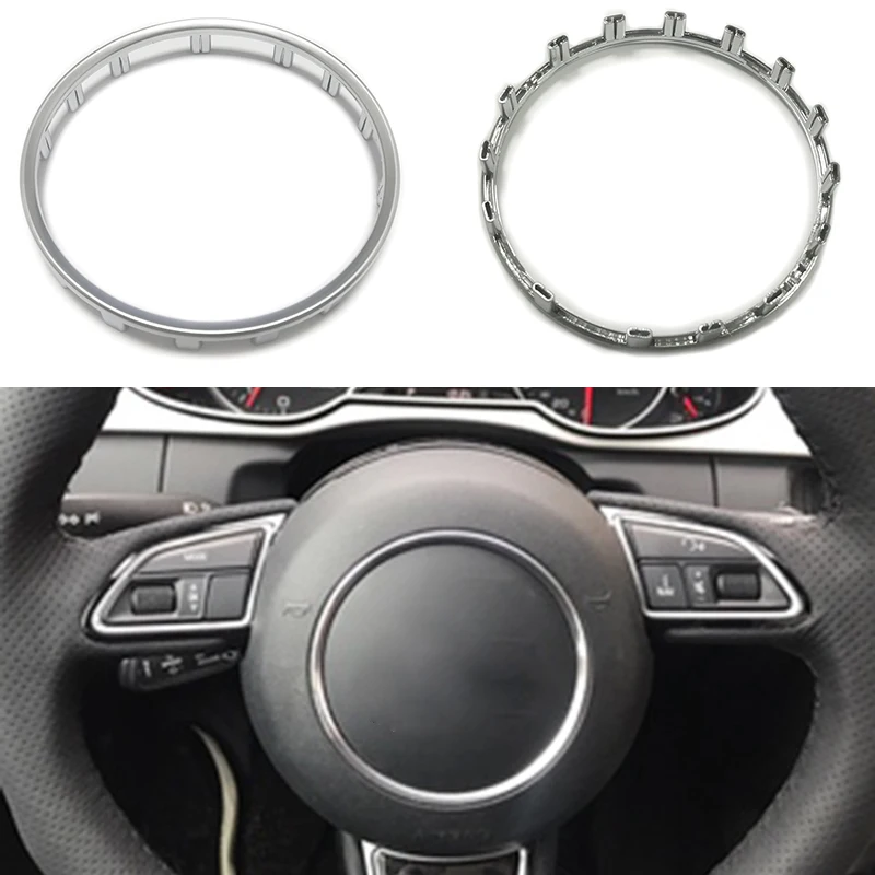 ABS chrome sticker car steering wheel trim emblem badge logo frame sequins sticker accessories for Audi Q3 Q5 A3 S3 8V A6 C7