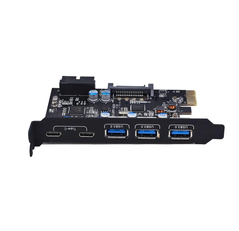 USB 3.0 PCI-e карта к Type C (2) Тип A (3) 5 портами плата PCI Express расширения с внутренним 19pin