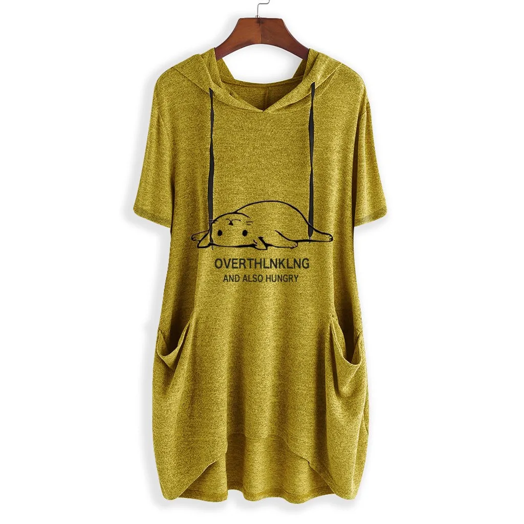 Толстовки женские футболки повседневные с принтом кошачьи ушки капюшоном