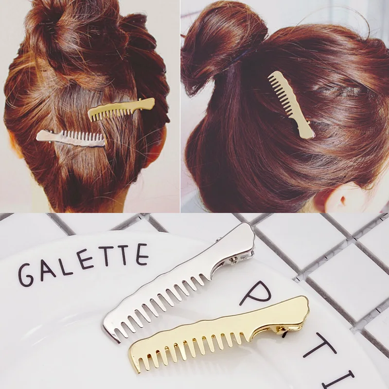 Korean Version Of The New Popular Fashion Alloy Duckbill Clip Side Simple Temperament Compact Comb Hairpin Wholesale Cloisonne | Украшения