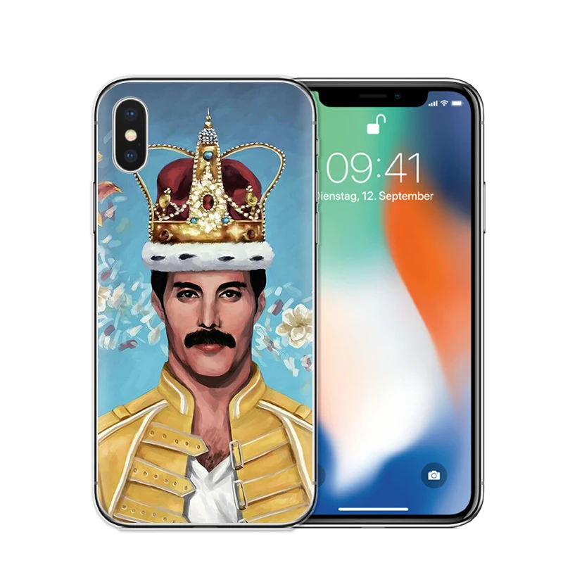Freddie Mercury Queen Band Cell Phone Cover Case For iPhone 8 8Plus 7 7Plus 6 6S Plus 5S SE X XR XS Max Soft Silicone TPU Cases |