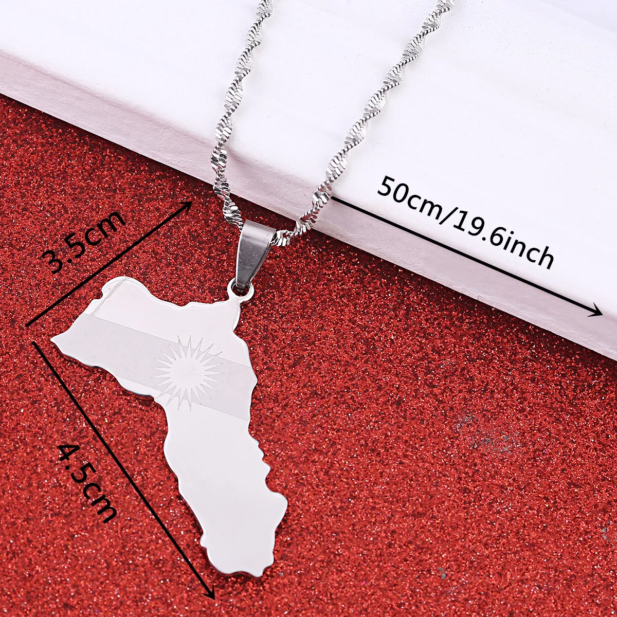 Stainless Steel Silver Color Kurdistan Map Pendant Necklaces Kurdish Charm Jewelry | Pendants