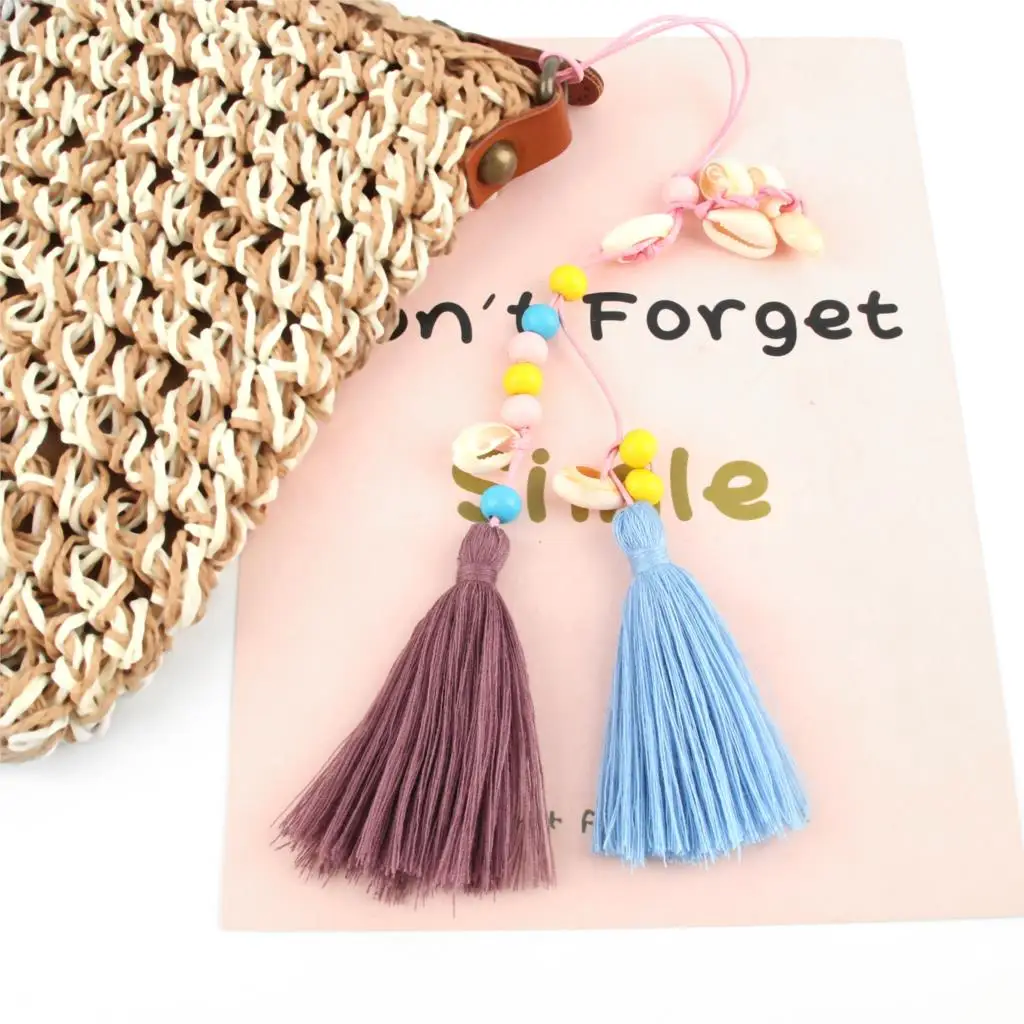 1 шт. богемный этнический летний брелок в виде ракушки с помпоном для сумки