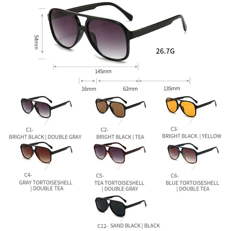 

Vintage Retro Pilot Sunglasses For Women Classic Large Oversized Square Goggle UV400 Lunette De Soleil Femme