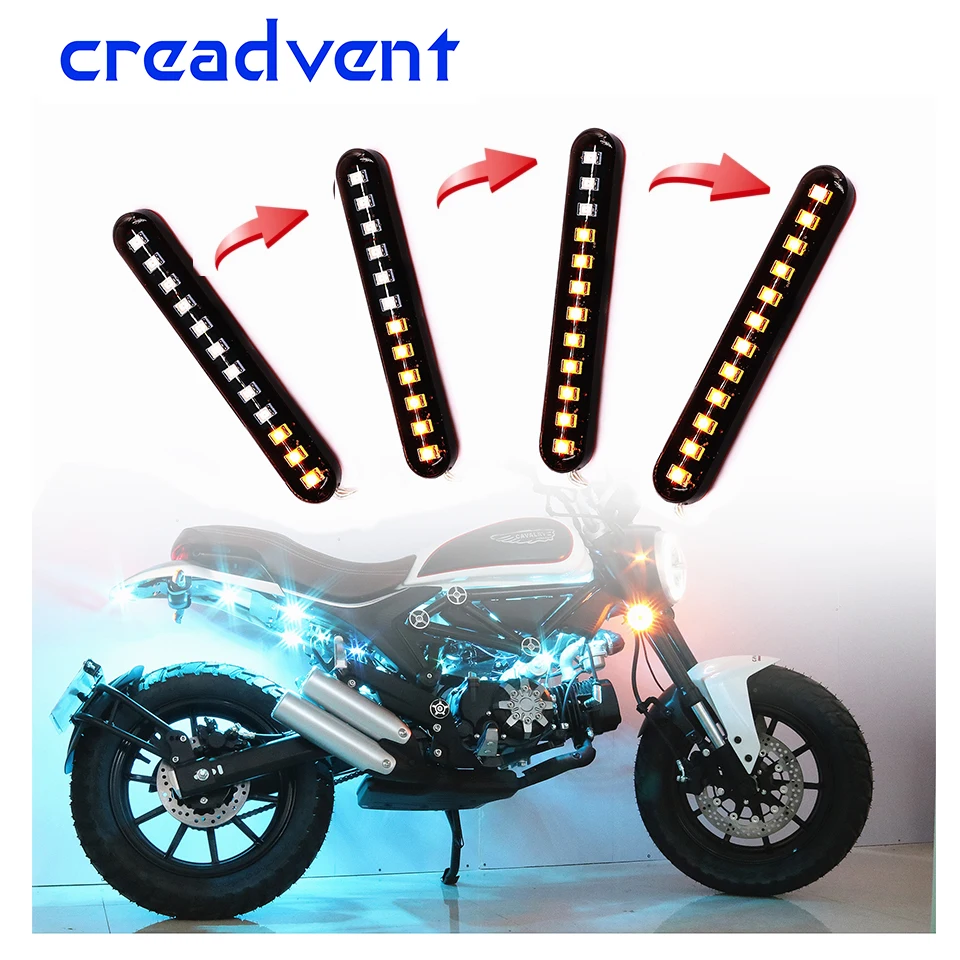 

2 PCS flowing water flicker LED motorcycle license plate light scooter Indicators Blinkers motor accessories Amber lamp 12V