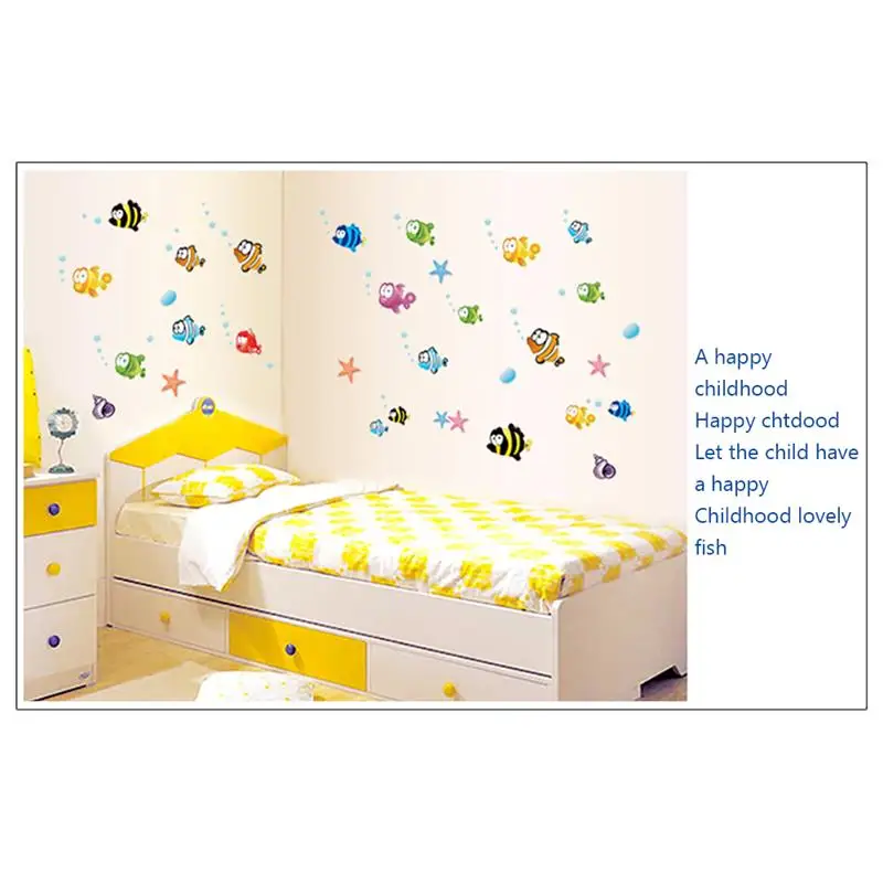 Наклейки для декорации из ПВХ подводная Рыба Акула лодка черепаха пузырьки