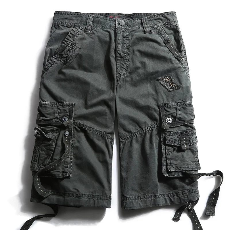 

male cargo shorts summer military multi-pocket cargo shorts bermuda masculina 2017 casual knee length brand overall big size 787