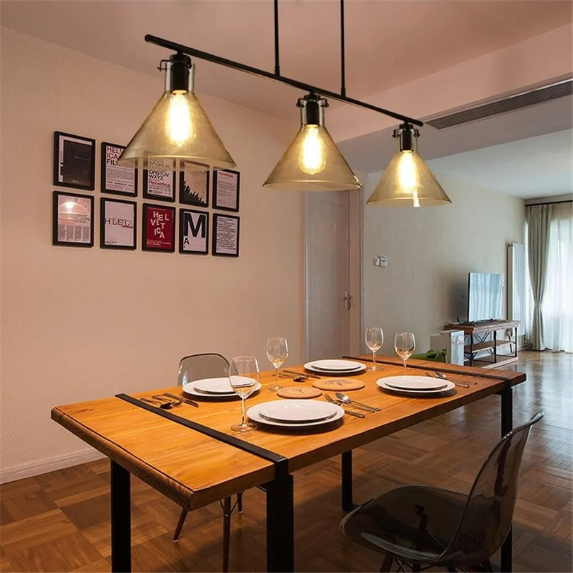 Простой ретро стеклянный подвесной светильник s ресторанный обеденный стол