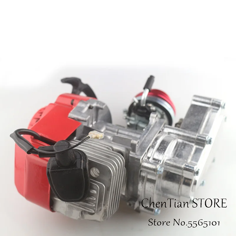 

49cc 47cc Motorcycle Complete Engine 2-Stroke Pull Start W/Transmission Silver For Mini Dirt Bike