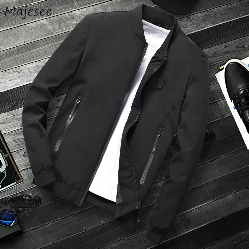 Куртка мужская с воротником-стойкой однотонная модная универсальная