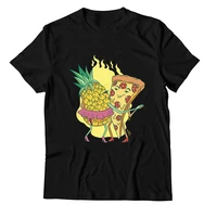 high quality pizza and pineapple dancing t shirt women o neck graphic t shirts summer soft cotton t shirt