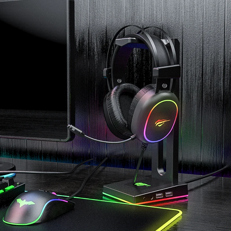 Проводная игровая гарнитура Havit профессиональные наушники RGB с объемным звуком и