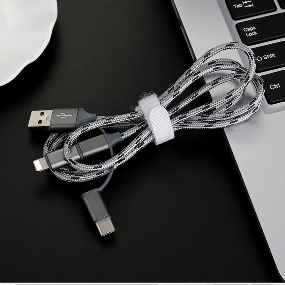 

3 in 1 data line nylon weave charging cable for Micro, Android, iOS charging line fast charge