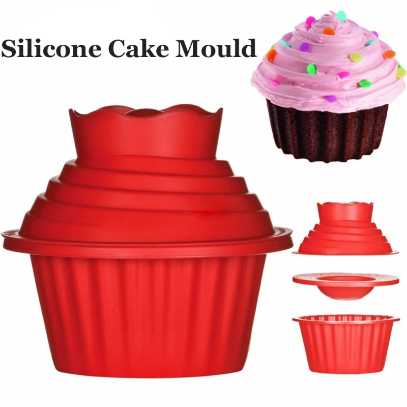 

3 Pack Giant Big Silicone Cupcake Cake Mould Top Cupcake High Quality Bake Set Baking Mold Free Shipping