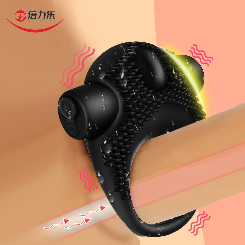 Задержка эякуляции Кольцо Вибратор с шпильками длительный вибрирующее кольцо на