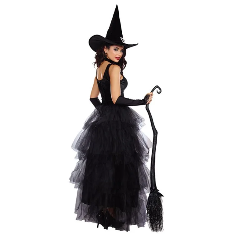 Black Gothic Witch Costume For Adult Women Purim Halloween Cosplay Party Wizards Fancy Dress | Тематическая одежда и