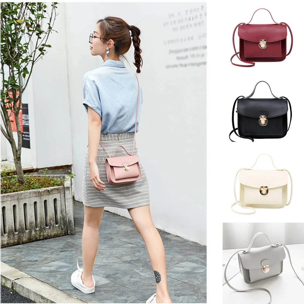 

Маленькая квадратная дамская сумочка в автомобиль, модные сумки на плечо, мессенджер, милый однотонный ретро-мессенджер с замком