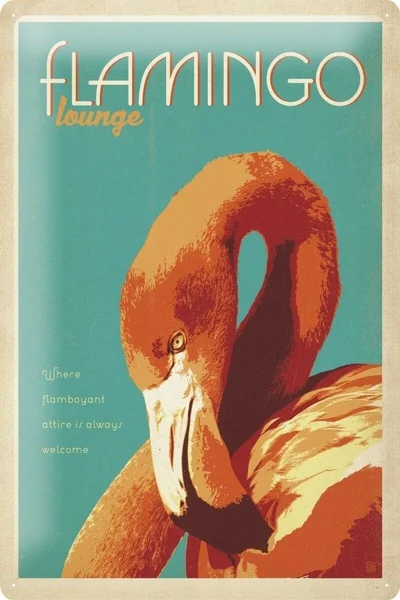 

Tin Sign Bird Species flamingo Metal Plate