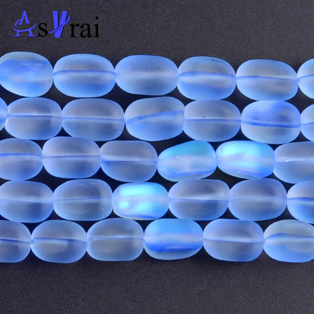 Бусины нестандартные из натурального голубого лунного камня матовые бусины с