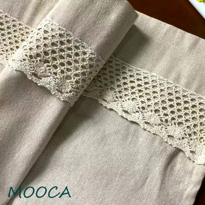 Полузанавеска с кружевом крючком Короткая занавеска для кухни из хлопка и льна