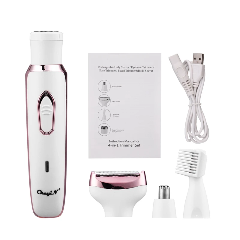 

4 In 1 Rechargeable Hair Remover Epilator Lady Shaver Nose Eyebrow Trimmer Eyebrow Razor Women Shaving Depilatory Bikini Trimmer