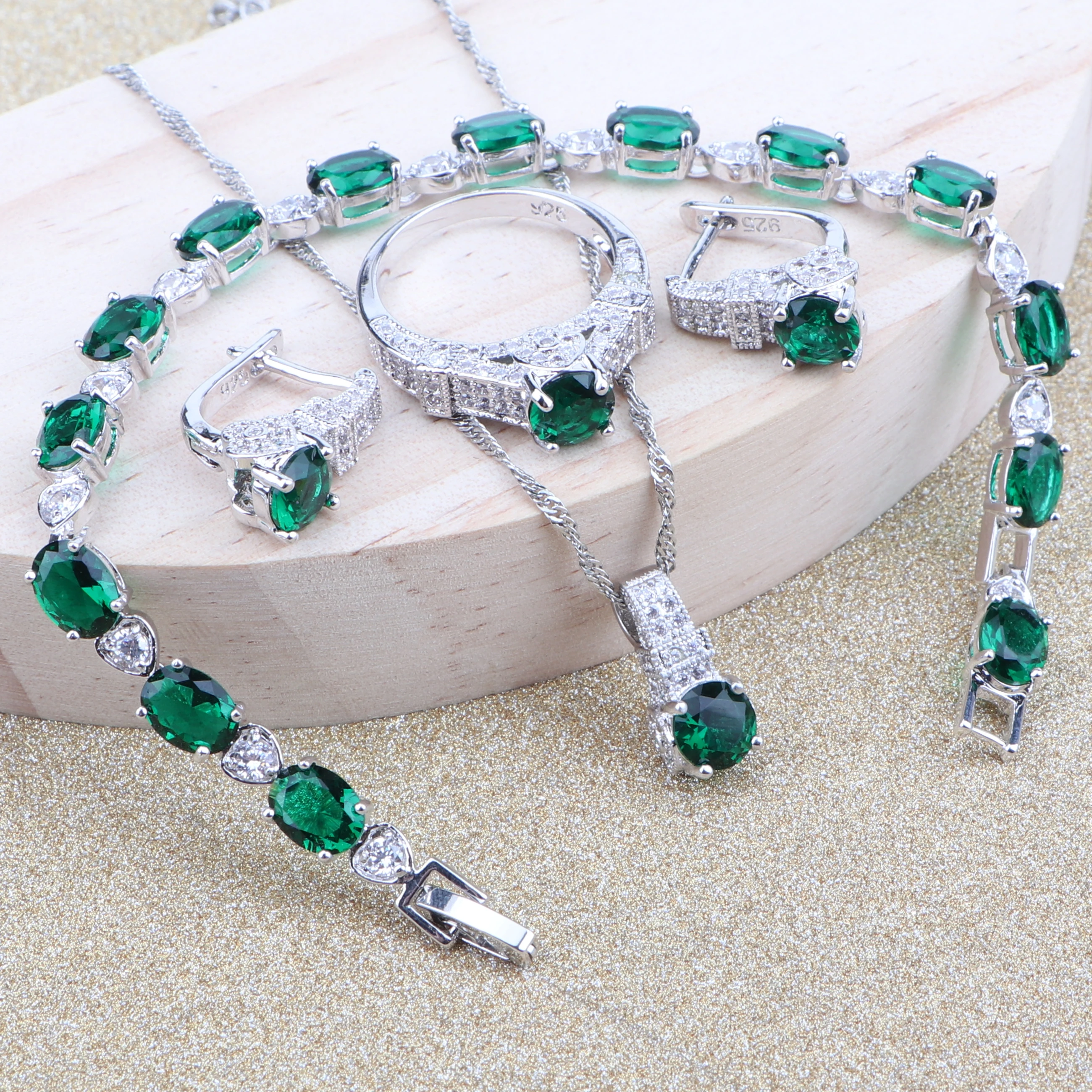 Набор свадебных украшений из серебра 925 пробы с фианитом ювелирные изделия для