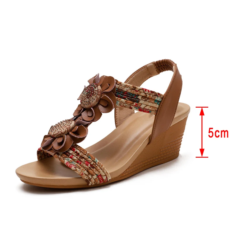 

Women's Outdoor Sandals Wedges PU Leather Flower Plus Size Female shoes Fashion Leisure Ladies Sandals 2021Summer Sandals