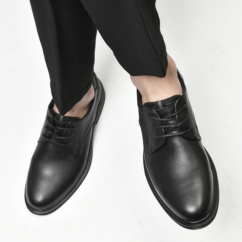 

Business Men Shoes Black Genuine Leather Men Shoes Luxury Brand Mens Wedding Lacing Formal Shoe Man Wedding Party Dress Shoes