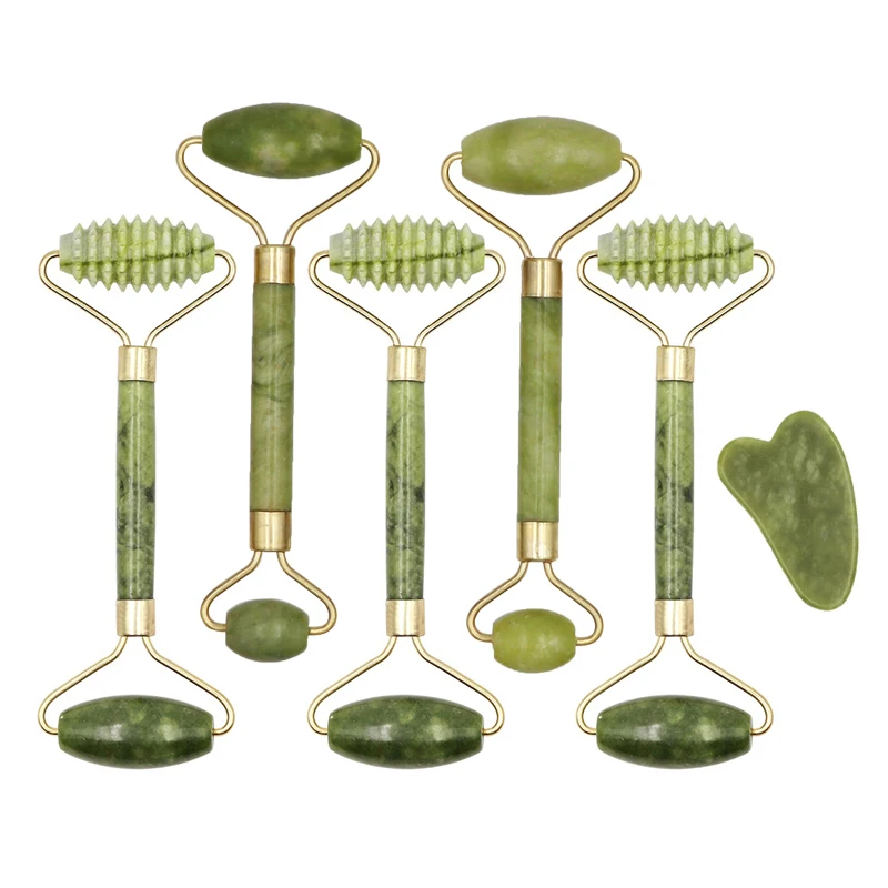 

1 Set Facial Massage Roller Guasha Board Double Heads Jade Stone Face Lift Body Skin Relaxation Slimming Neck Thin Lift Beauty