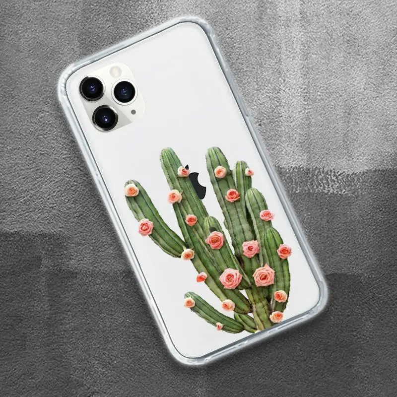 

Cute cactus Phone Case Transparent for iPhone 11 12 mini pro XS MAX 8 7 6 6S Plus X 5S SE 2020 XR
