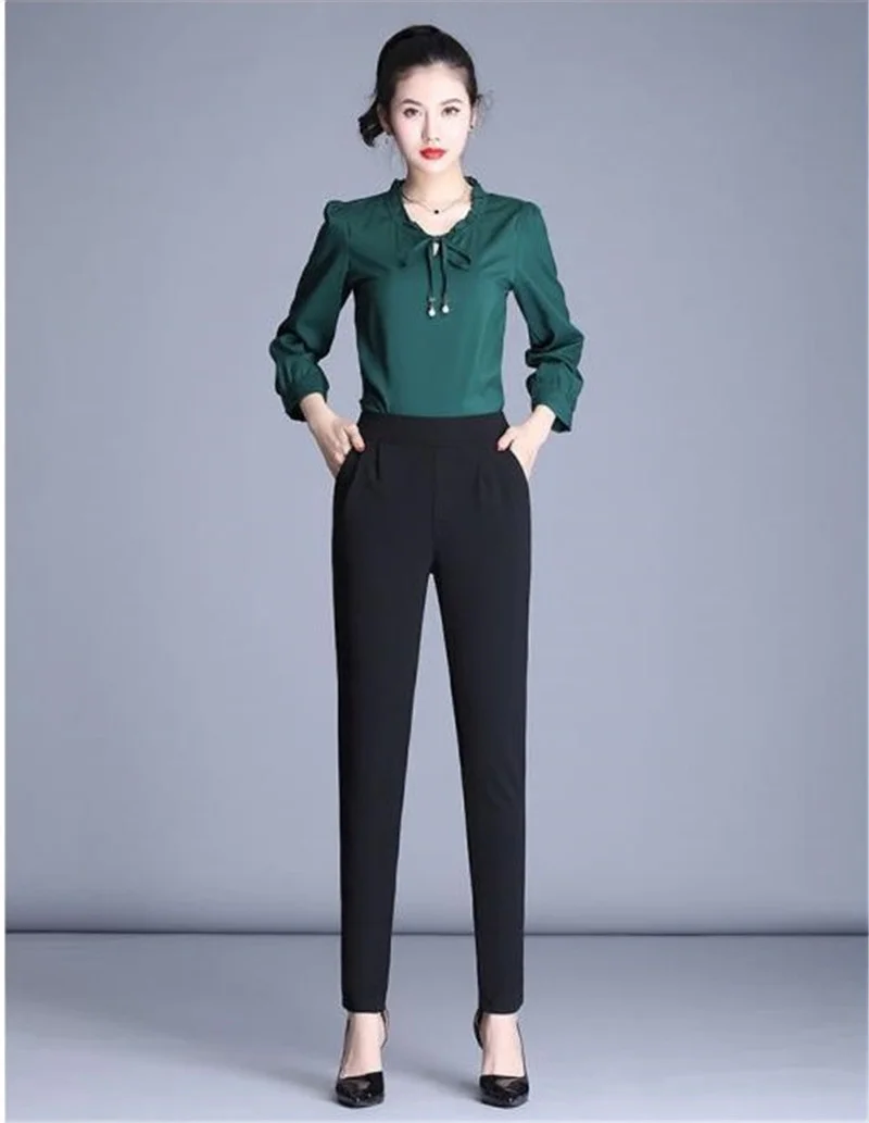 

Новые женские весенне-летние повседневные брюки размера плюс, узкие брюки с эластичной резинкой на талии, штаны-шаровары длиной до щиколотк...