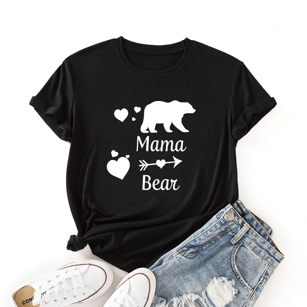 

Funny Tshirt Mama Bear Print T-shirt Casual O Neck Short Sleeve Women T Shirt Harajuku Graphic Cotton Top Tees for Mother's Day