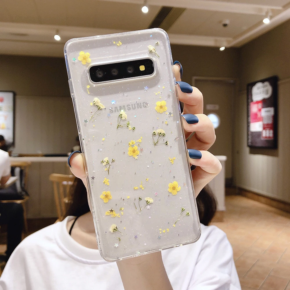 Чехол LOVECOM для телефона Samsung Galaxy Note S21 10 S10 S10e S8 S9 Plus 8 9 настоящие сушеные цветы