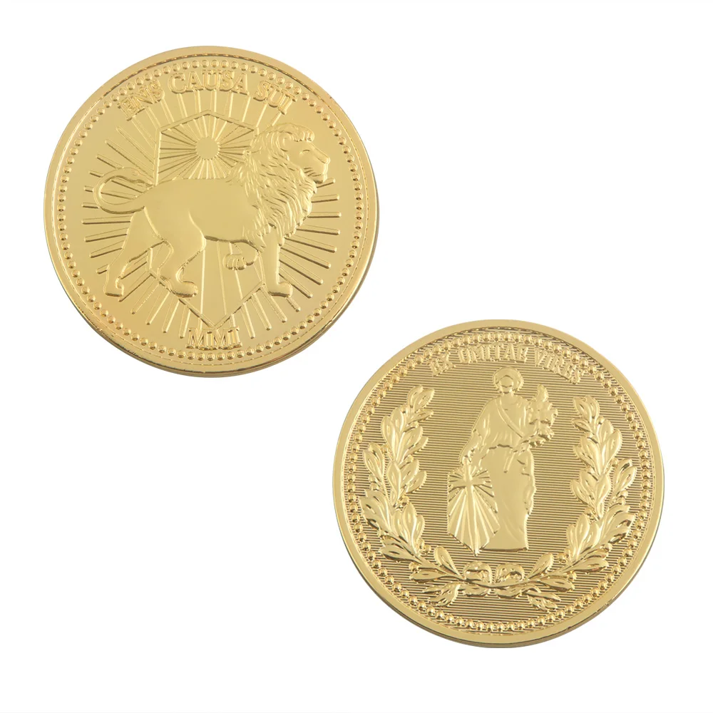 

Movie John Wick Gold Coin Keychain Adjudicator Coins Keanu Reeves Hotel Metal Cosplay Prop Collection Accessories With Box