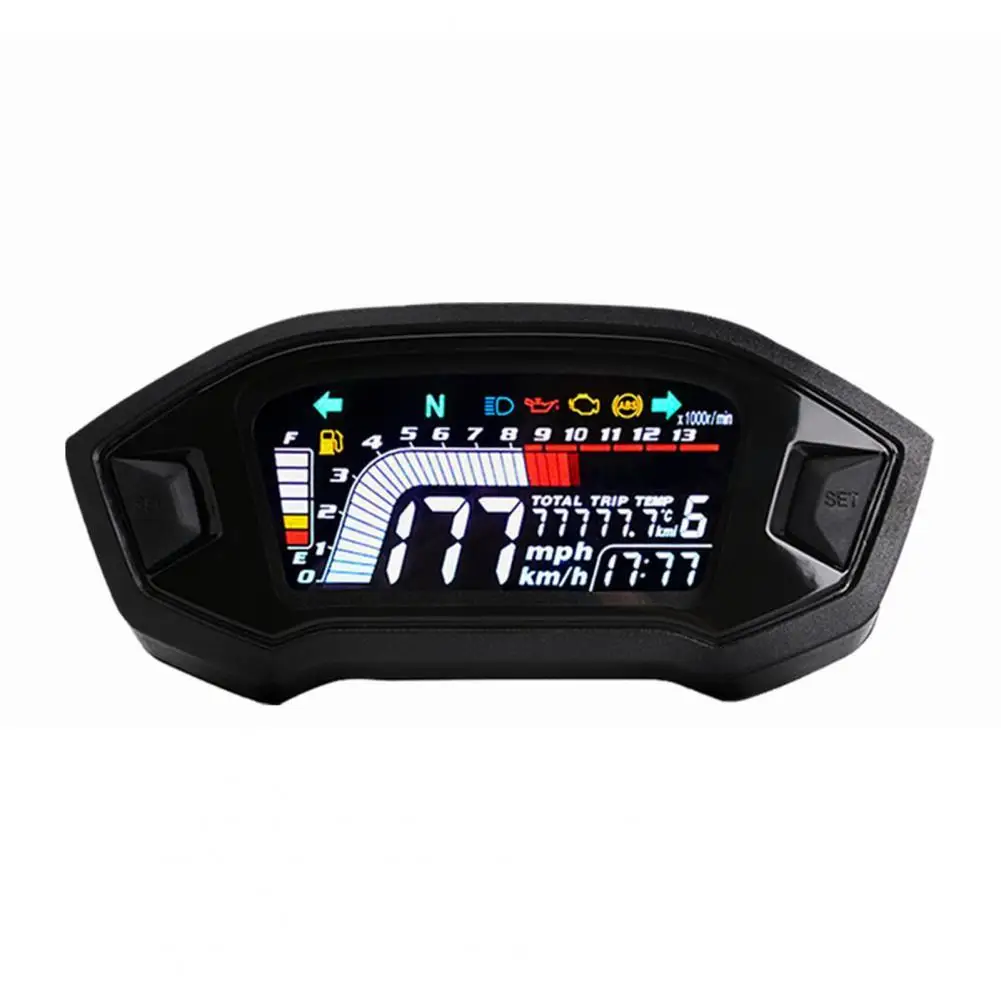 

Universal Motorcycle Meter LCD Display ABS Speedometer Odometer Water Temp Gauge for Safe Driving