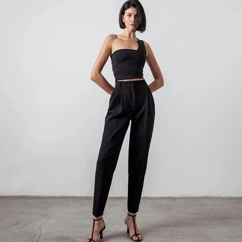 

BeeHouse formal office woman mujer pantalones women kobieta spodnie black pants high waist aesthetic trousers pencil pants2022