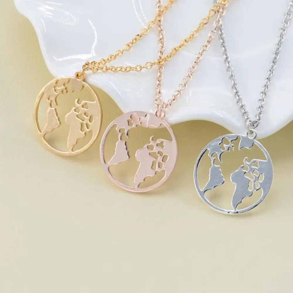 

Creative Retro Stylish Unisex World Map Pendant Necklace Sweater Chain Exquisite Neck Decorative Jewelry Gift