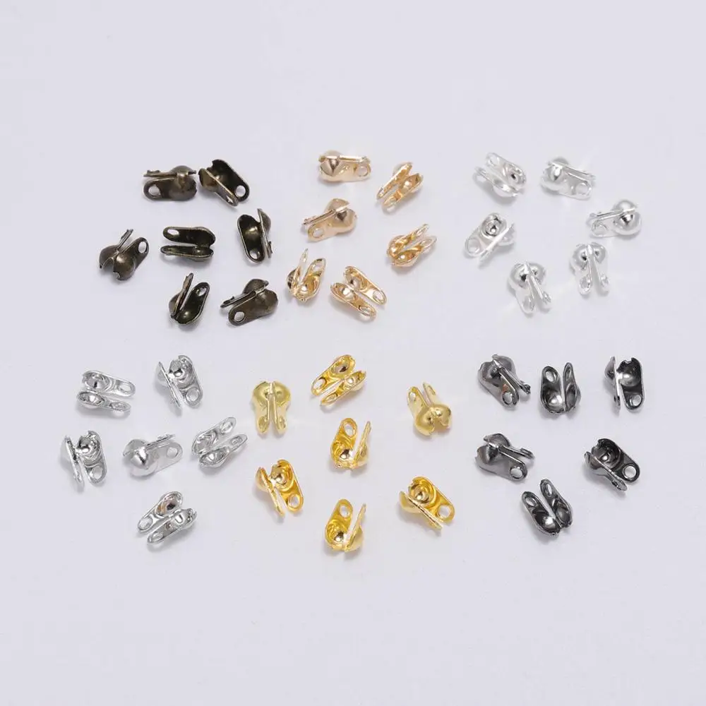 

200Pcs/Lot Gold Color Connector Clasp Ball Chain Calotte End Crimps Beads Connectors for DIY Jewelry Making Findings Supplies