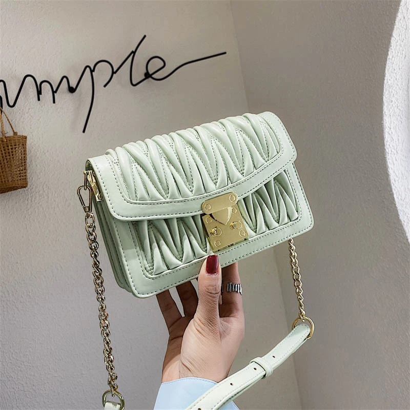 

Fashion Folds Crossbody Bags For Women Casual Chains Shoulder Bag Designer Leather Women Messenger Bags For 2020 Bolsas Feminina