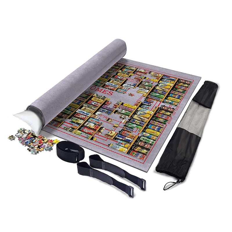 1500pcs Grey Mat 3 мм уплотненный Коврик-пазл Пазл Коврик для роллов Игровой Коврик Большой 2000 3000 шт аксессуары-головоломки Хранения Портативные дорожные игры w/сумка для переноски - Цвет: 1500pcs Grey Mat