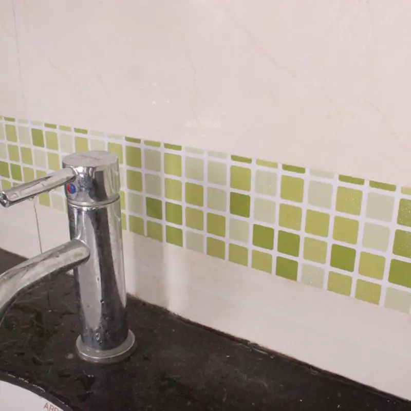 

Waterproof Tiles Mosaic Wall Sticker Kitchen Bathroom Toilet Adhensive Anti Oil PVC Wallpaper Heat Resistance Wall Decorative