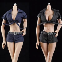 16 12 inch woman doll clothing denim vest denim shorts modern city female killer cool denim suit black blue in stock