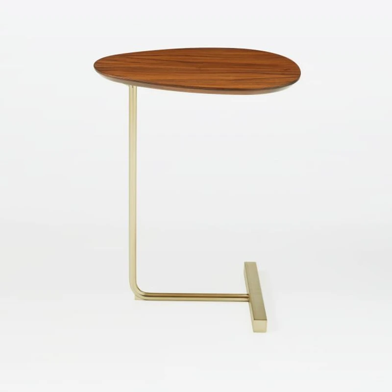

Creative Minimalist Oval Tea Table Move Solid Wood Iron Sofa Corner Lazy Bedside Reading Table