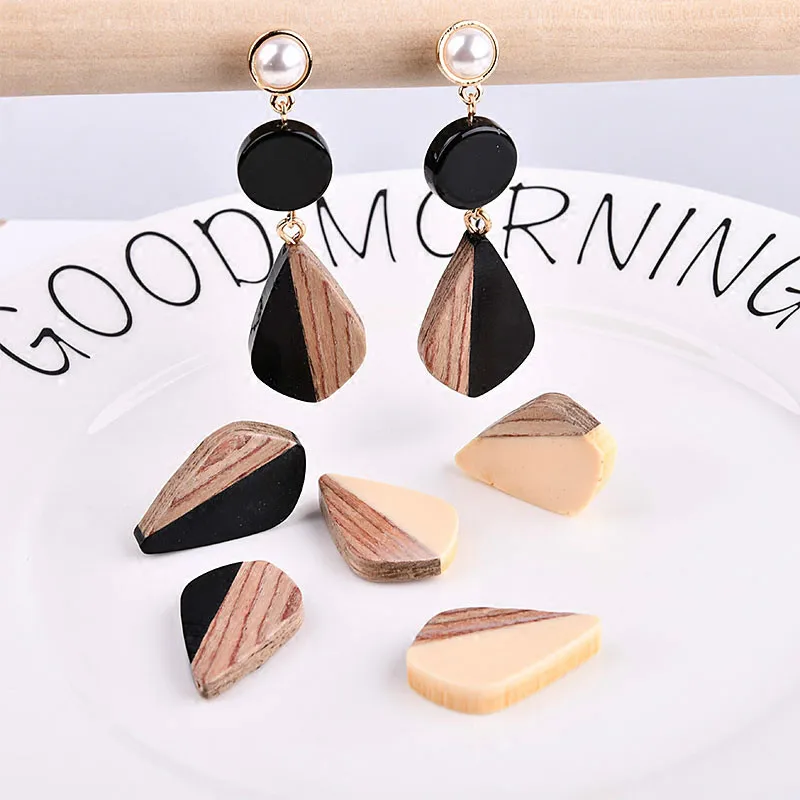 Аксессуары для DIY аксессуары серег в стиле ретро двухцветные серьги из дерева и