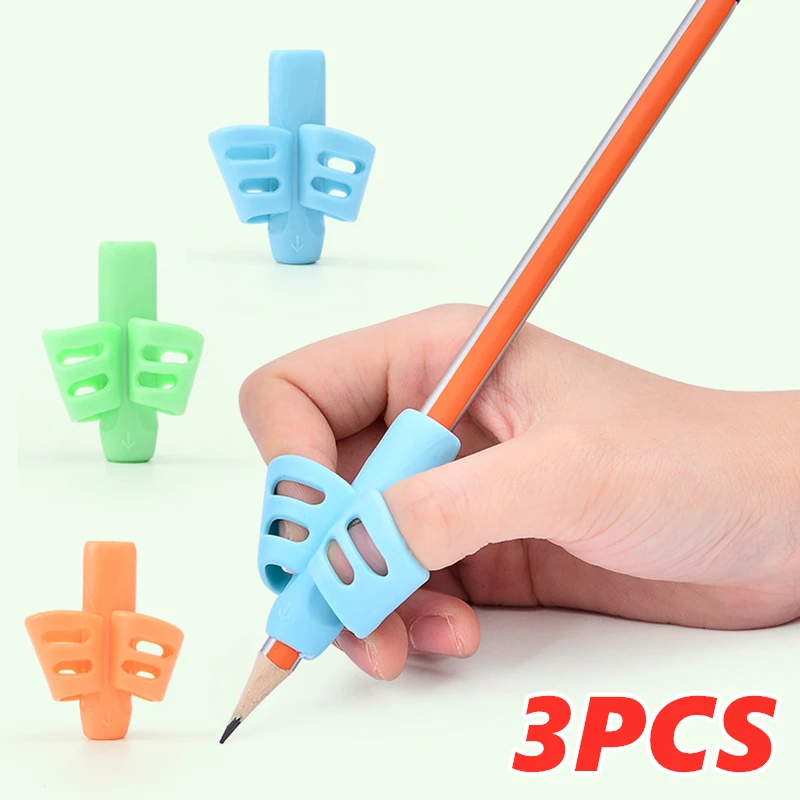 3 قطعة الأطفال القرطاسية الكتابة تصحيح جهاز قلم من السيليكون حامل الطلاب تعلم الكتابة مصحح أداة التدريس